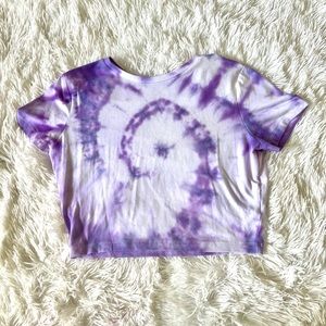Purple+White Tie-Dye Cropped Tee